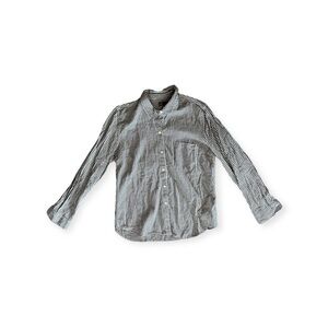 GAP boyfriend gingham button front top black white large